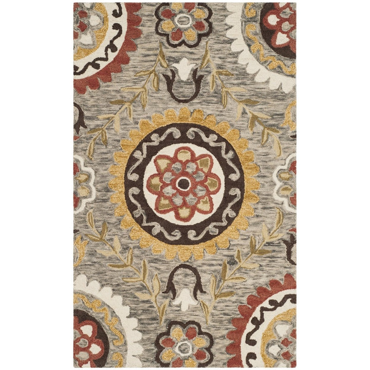 SAFAVIEH Suzani SZN374C Hand-hooked Grey / Multi Rug Image 1