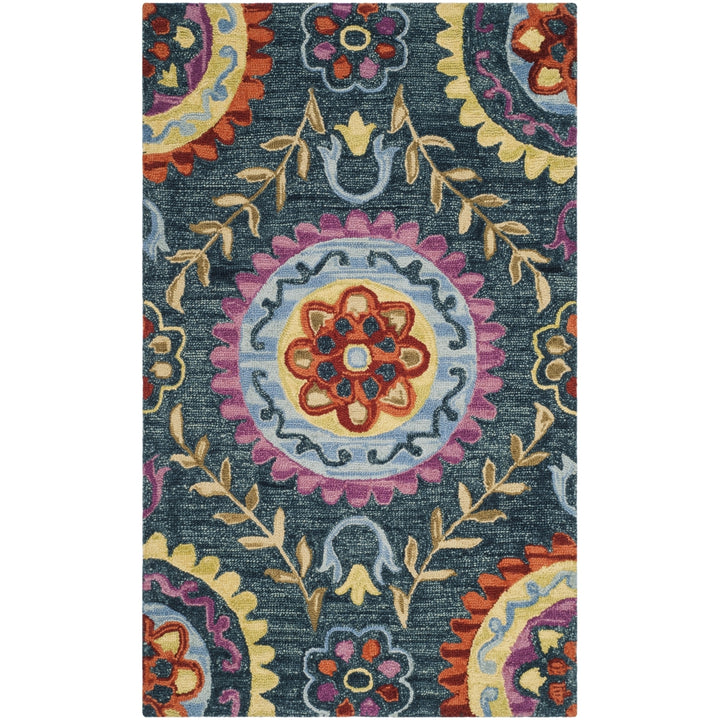 SAFAVIEH Suzani SZN374A Hand-hooked Blue / Multi Rug Image 7