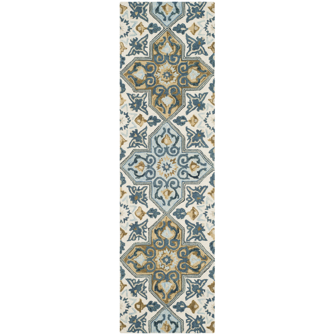 SAFAVIEH Suzani SZN380A Hand-hooked Ivory / Blue Rug Image 3