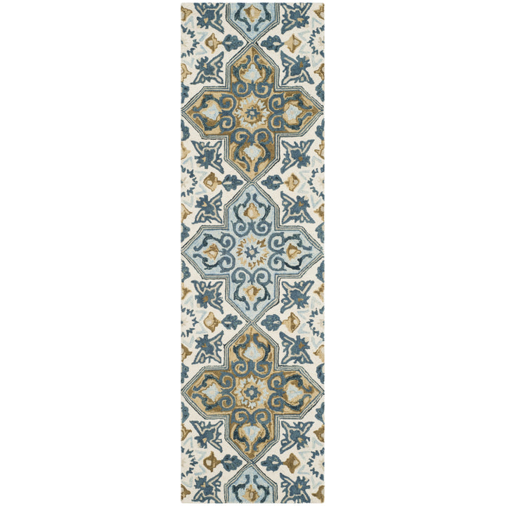 SAFAVIEH Suzani SZN380A Hand-hooked Ivory / Blue Rug Image 3