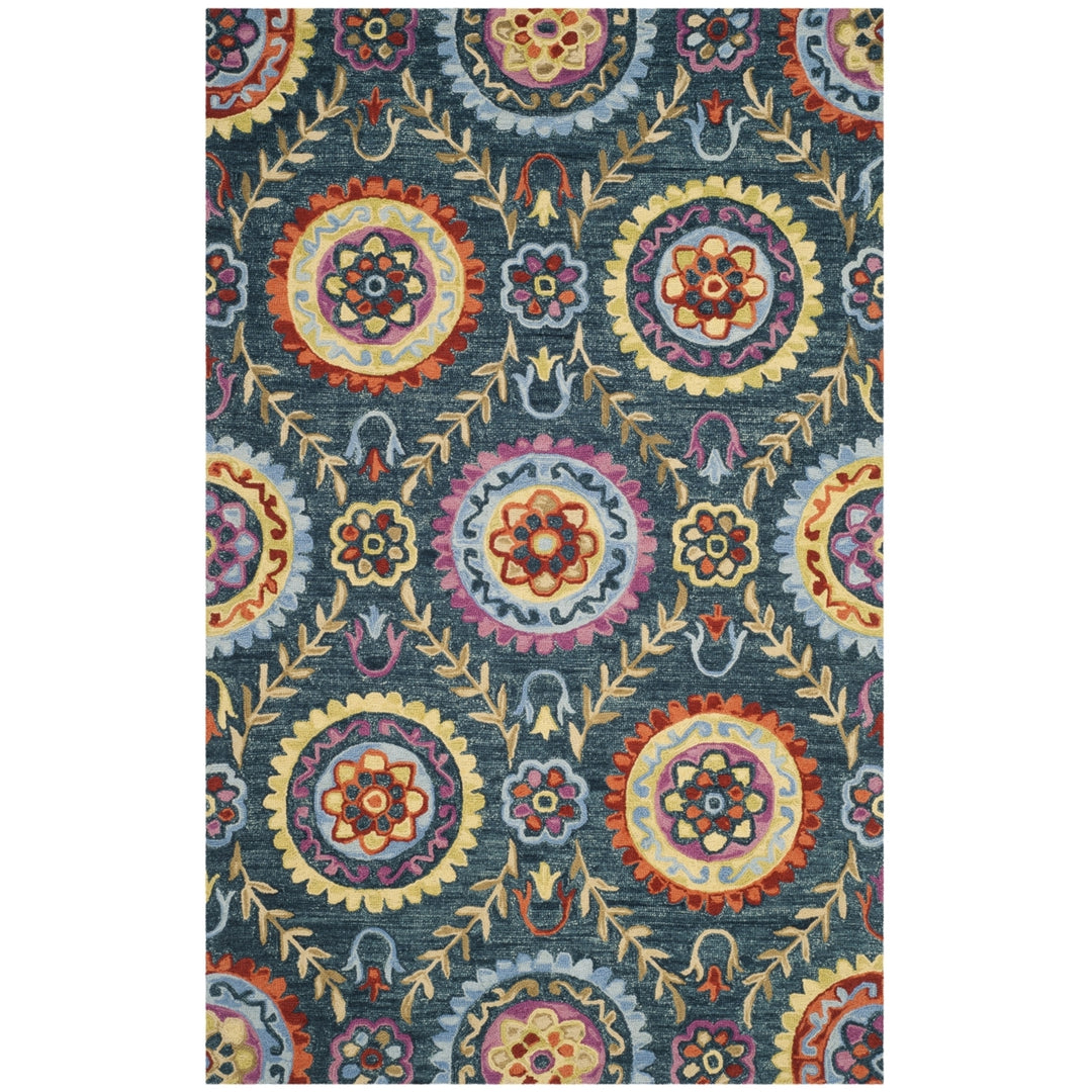 SAFAVIEH Suzani SZN374A Hand-hooked Blue / Multi Rug Image 8