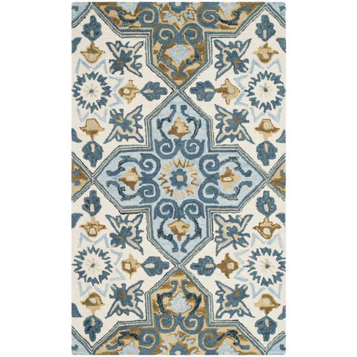 SAFAVIEH Suzani SZN380A Hand-hooked Ivory / Blue Rug Image 5