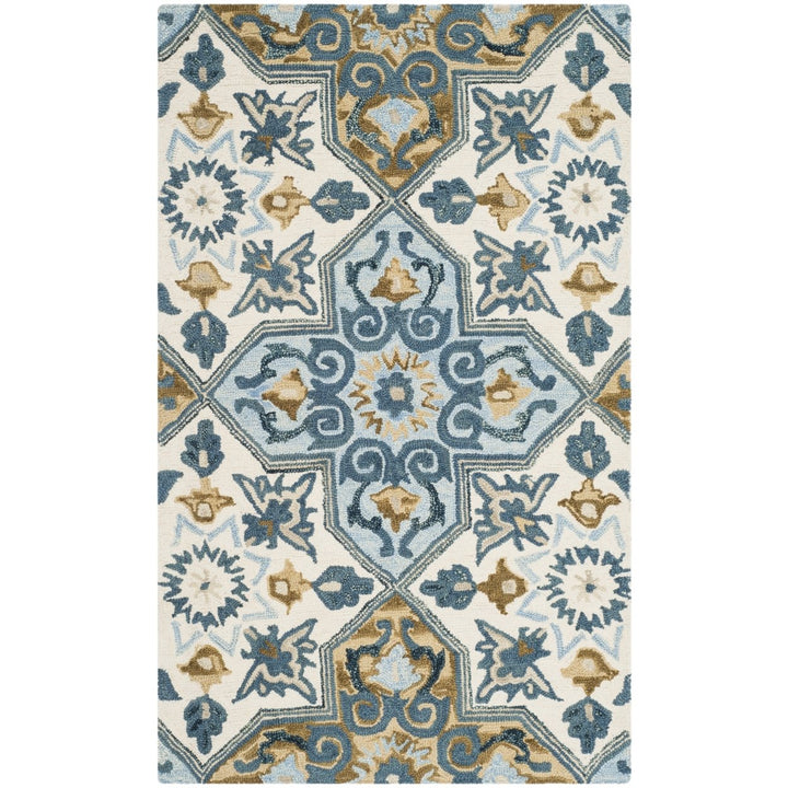 SAFAVIEH Suzani SZN380A Hand-hooked Ivory / Blue Rug Image 1