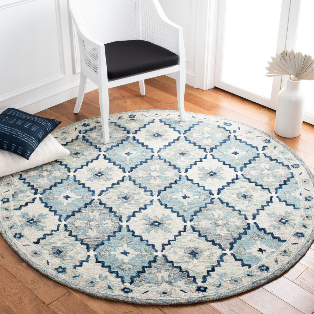 SAFAVIEH Suzani SZN501M Handmade Blue / Grey Rug Image 2