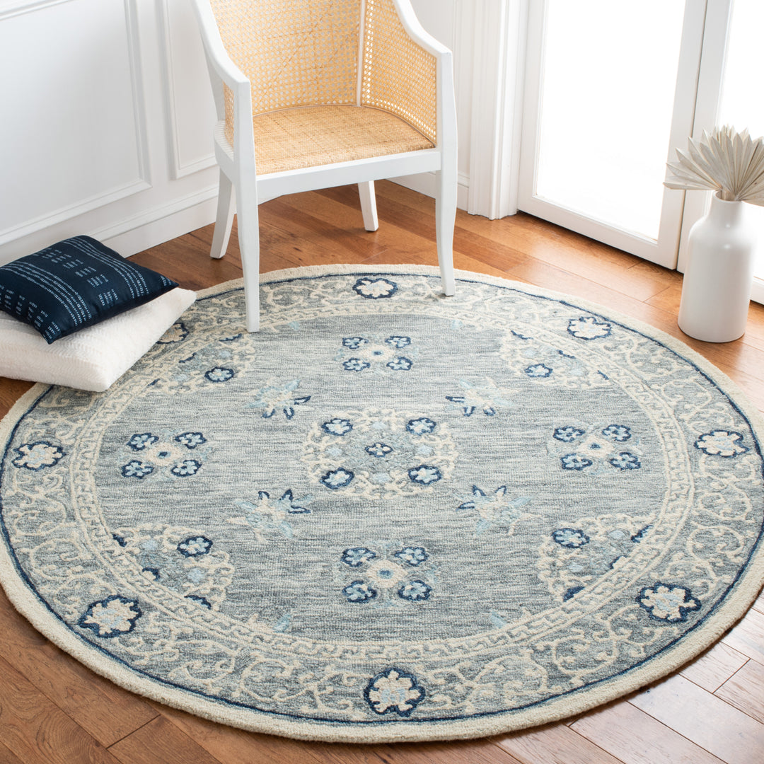 SAFAVIEH Suzani SZN504F Handmade Grey / Ivory Rug Image 2