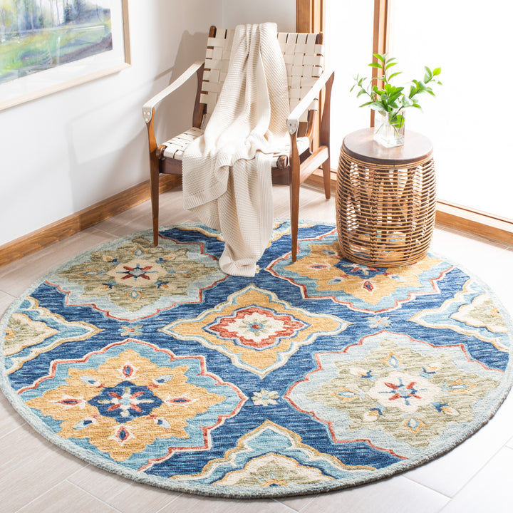 SAFAVIEH Suzani SZN503N Handmade Navy / Green Rug Image 2