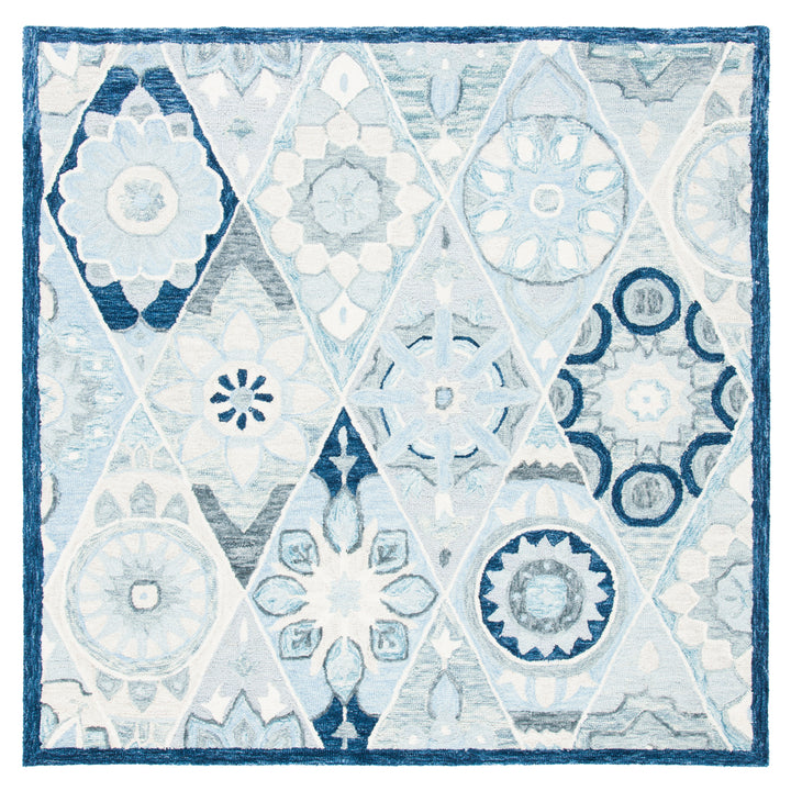 SAFAVIEH Suzani SZN502M Handmade Blue / Ivory Rug Image 6