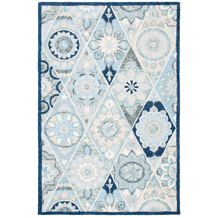 SAFAVIEH Suzani SZN502M Handmade Blue / Ivory Rug Image 10