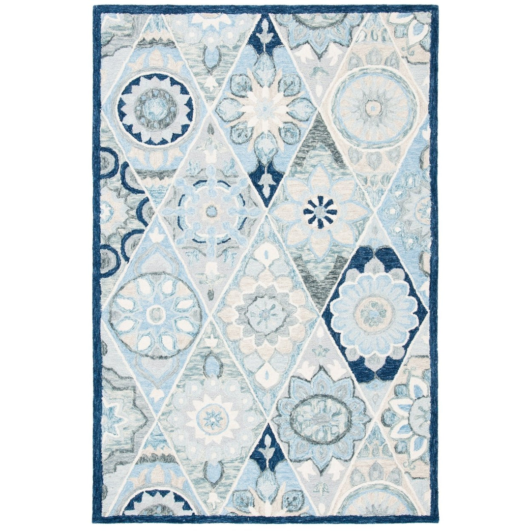 SAFAVIEH Suzani SZN502M Handmade Blue / Ivory Rug Image 1