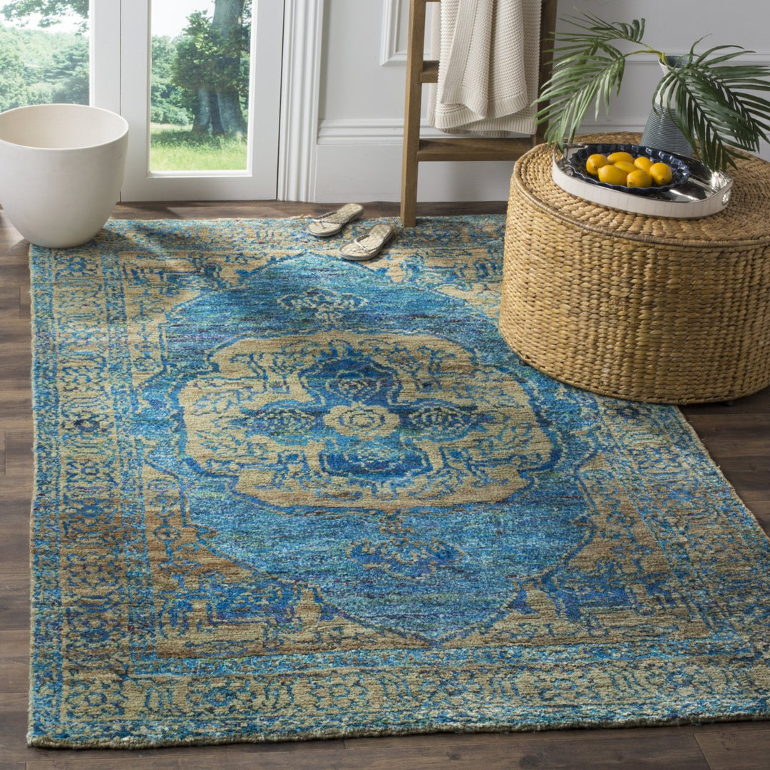 SAFAVIEH Tangier TGR603B Hand-knotted Teal / Beige Rug Image 1