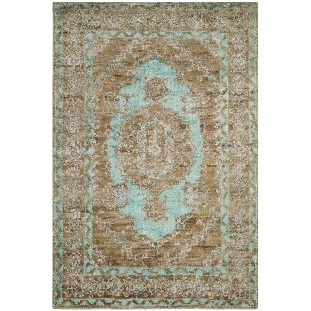 SAFAVIEH Tangier TGR605B Hand-knotted Seafoam / Beige Rug Image 2