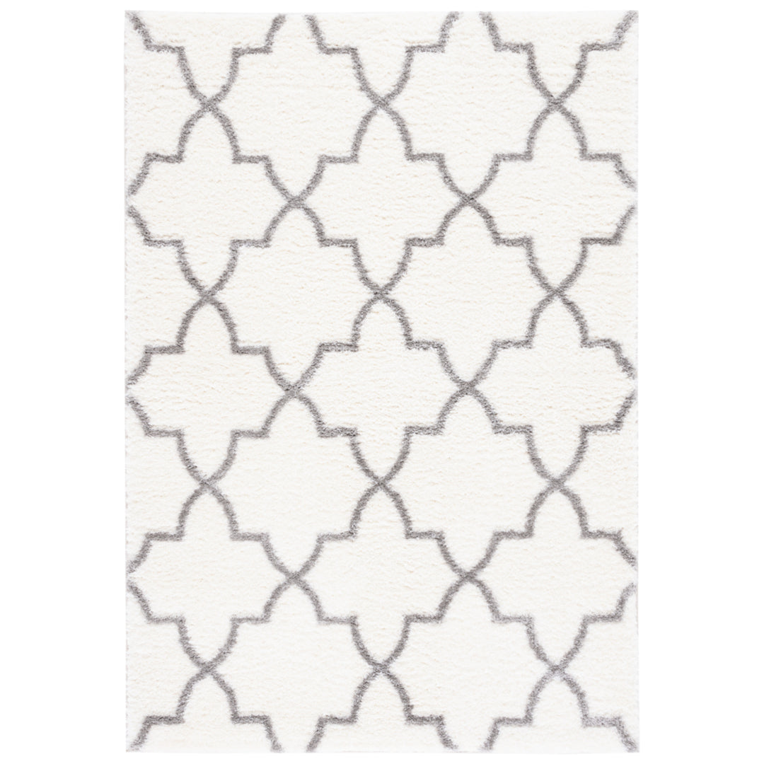 SAFAVIEH Tahoe Shag Collection THO627C White / Grey Rug Image 2