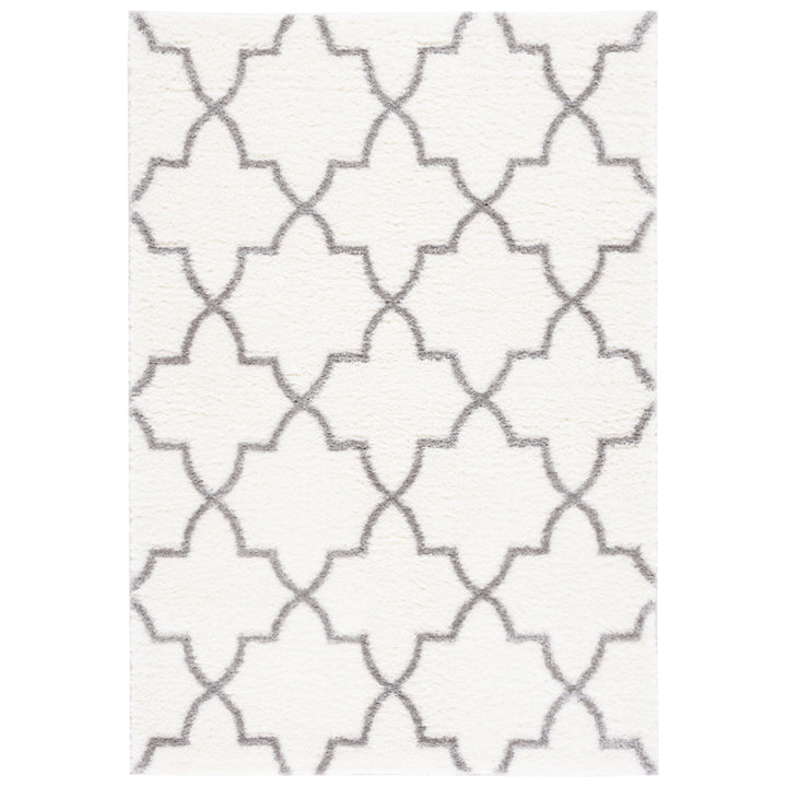 SAFAVIEH Tahoe Shag Collection THO627C White / Grey Rug Image 2