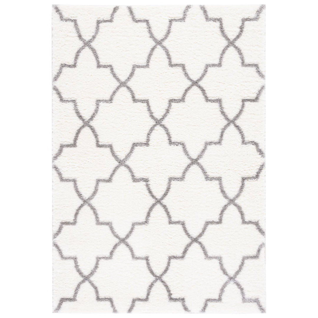 SAFAVIEH Tahoe Shag Collection THO627C White / Grey Rug Image 1