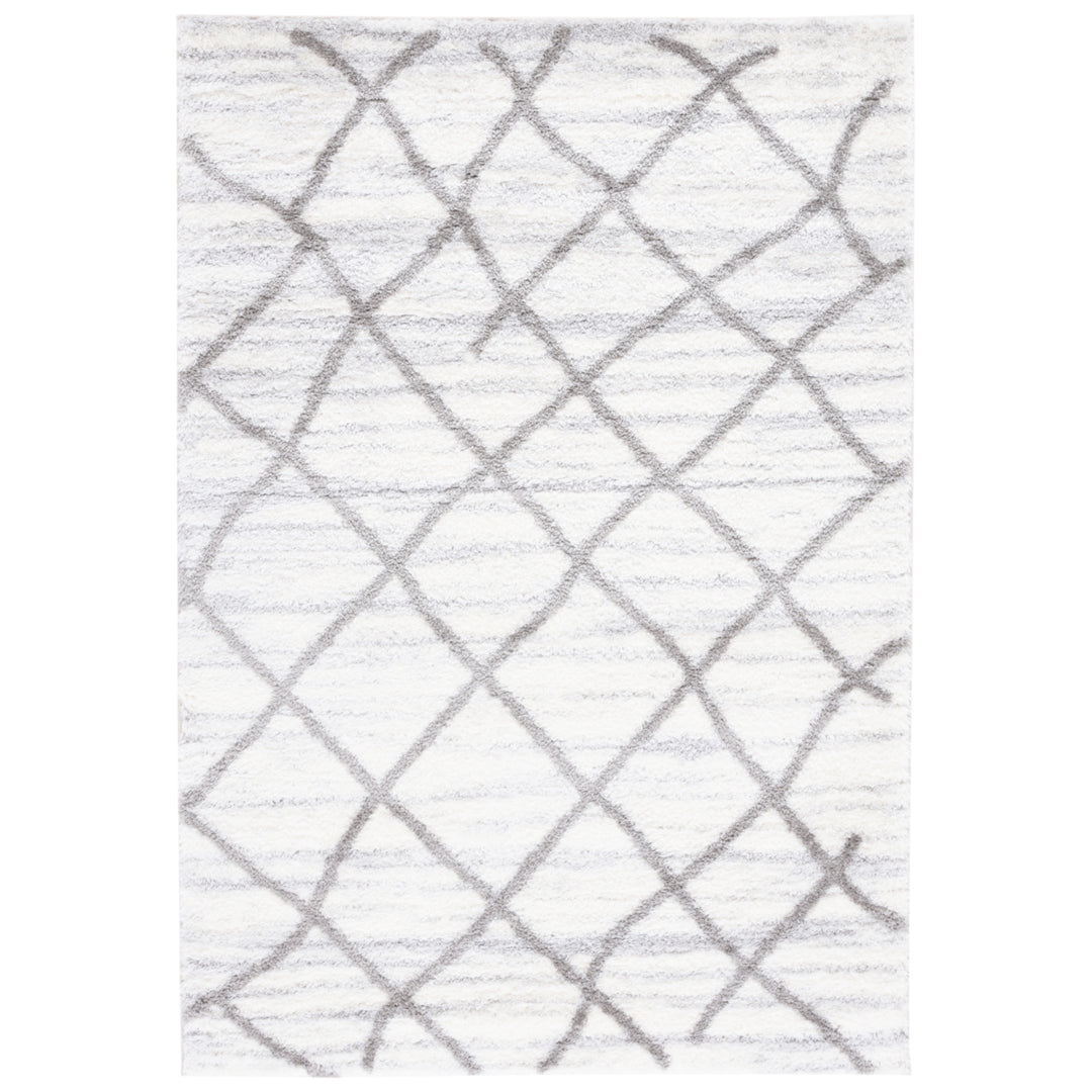 SAFAVIEH Tahoe Shag Collection THO662C White / Grey Rug Image 2