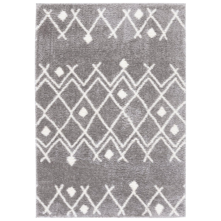 SAFAVIEH Tahoe Shag Collection THO664B Grey / White Rug Image 1