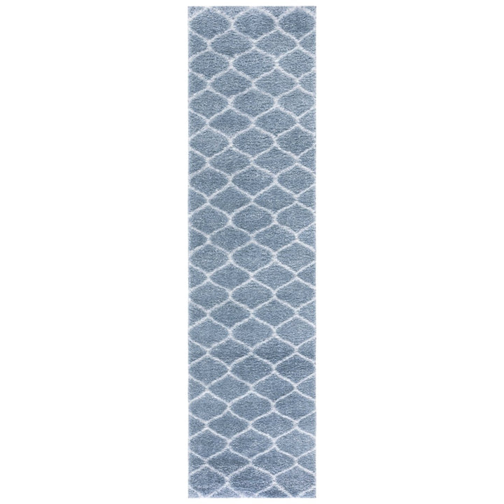 SAFAVIEH Tahoe Shag Collection THO677M Blue / White Rug Image 1