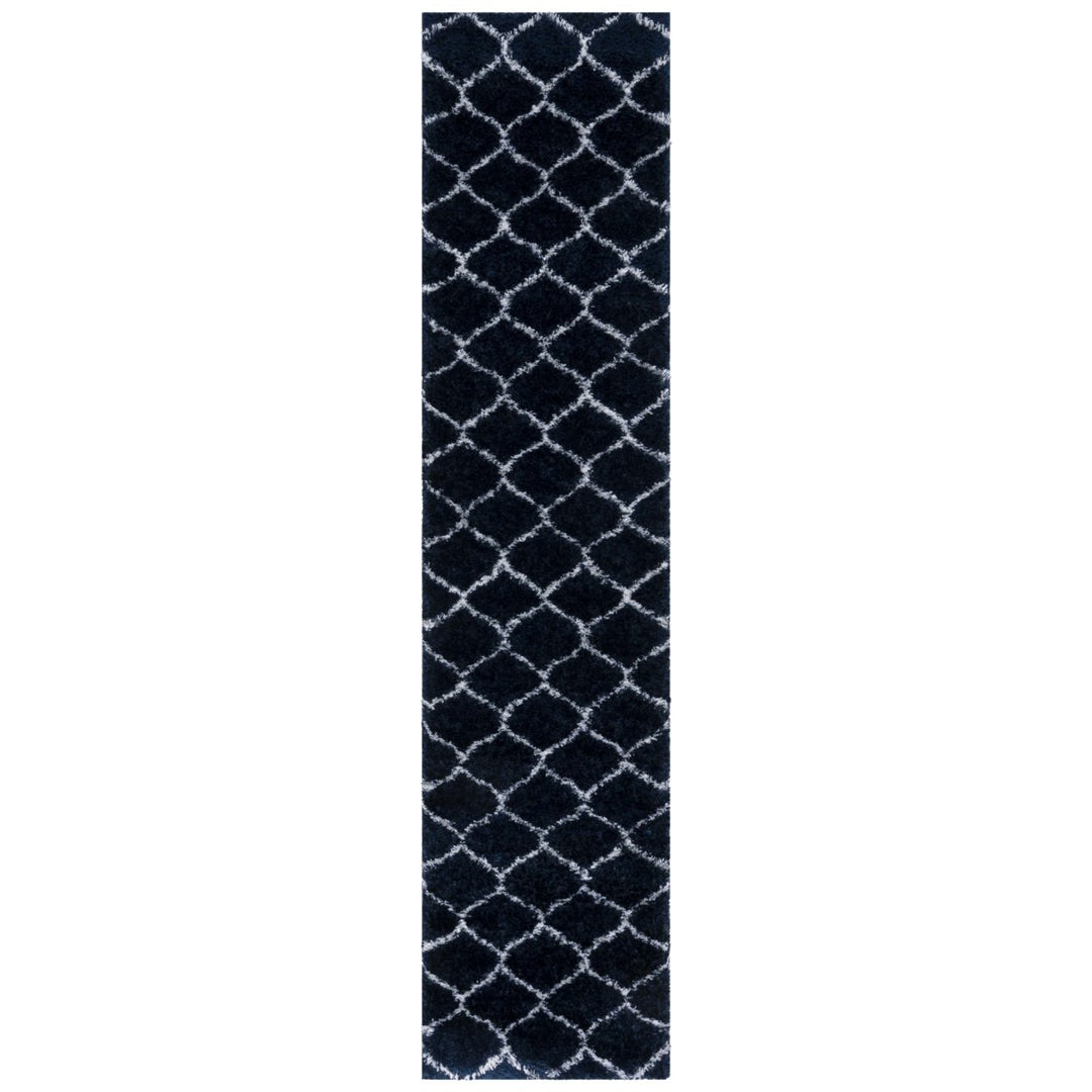 SAFAVIEH Tahoe Shag Collection THO677N Navy / White Rug Image 2