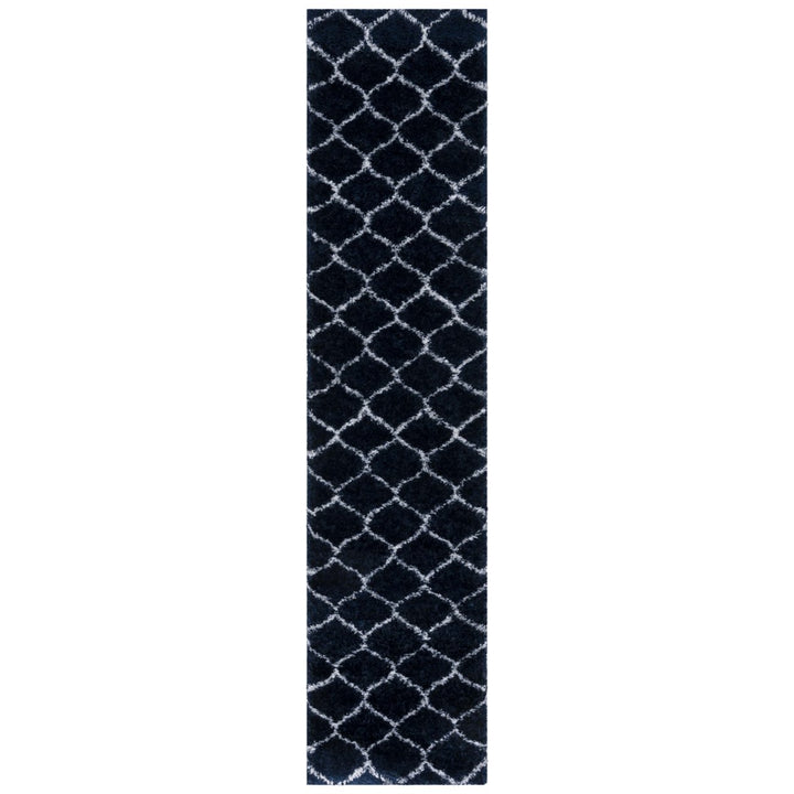 SAFAVIEH Tahoe Shag Collection THO677N Navy / White Rug Image 1