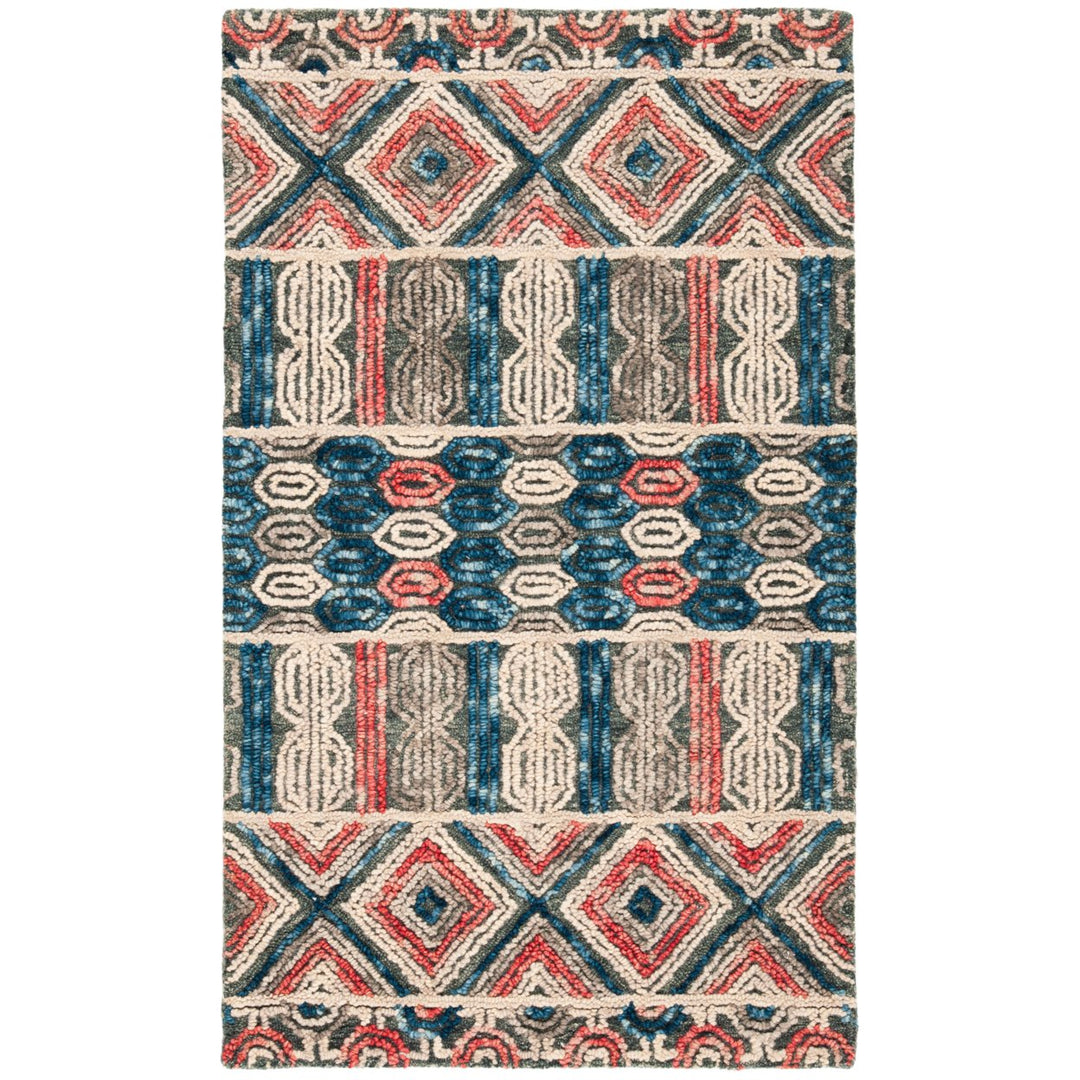 SAFAVIEH Trace Collection TRC516F Handmade Grey/Navy Rug Image 1