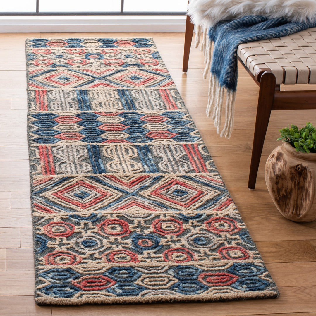 SAFAVIEH Trace Collection TRC516F Handmade Grey/Navy Rug Image 9