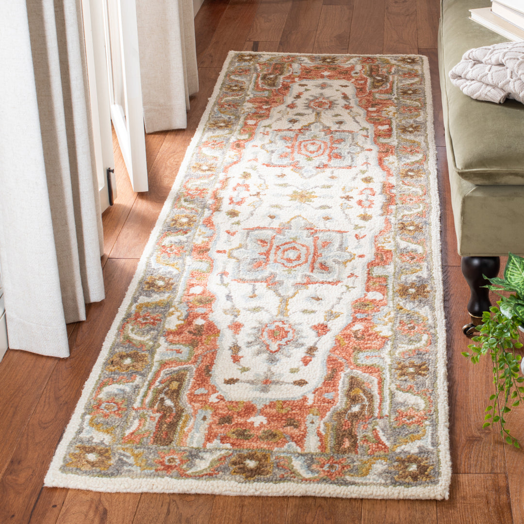 SAFAVIEH Trace Collection TRC523A Handmade Ivory/Red Rug Image 3