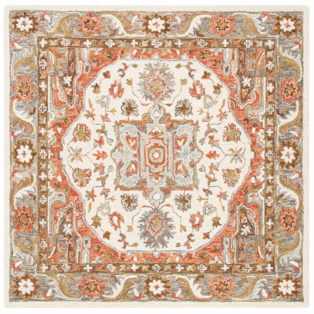 SAFAVIEH Trace Collection TRC523A Handmade Ivory/Red Rug Image 6