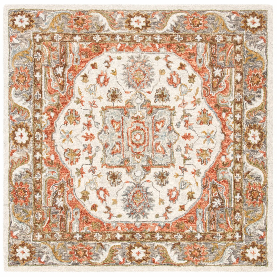 SAFAVIEH Trace Collection TRC523A Handmade Ivory/Red Rug Image 1