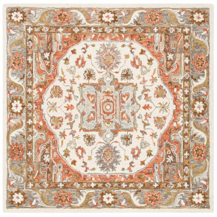 SAFAVIEH Trace Collection TRC523A Handmade Ivory/Red Rug Image 1