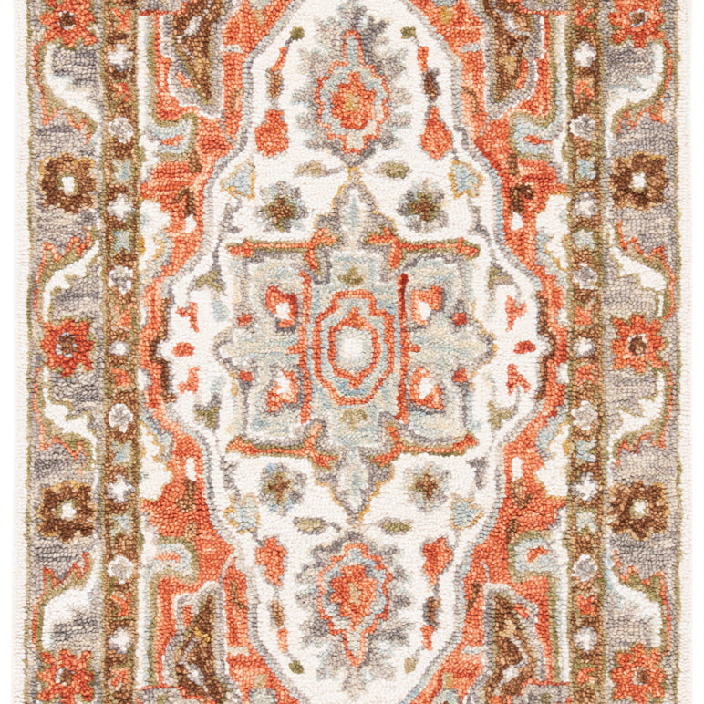 SAFAVIEH Trace Collection TRC523A Handmade Ivory/Red Rug Image 10