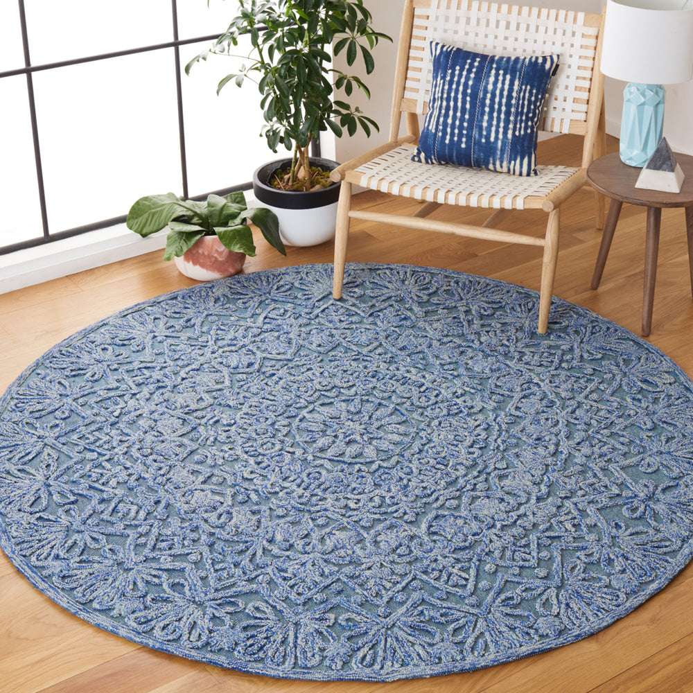 SAFAVIEH Trace Collection TRC601M Blue / Light Green Rug Image 2