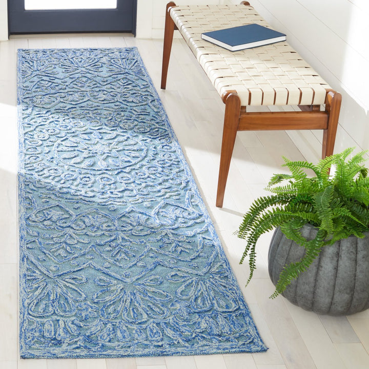SAFAVIEH Trace Collection TRC601M Blue / Light Green Rug Image 3