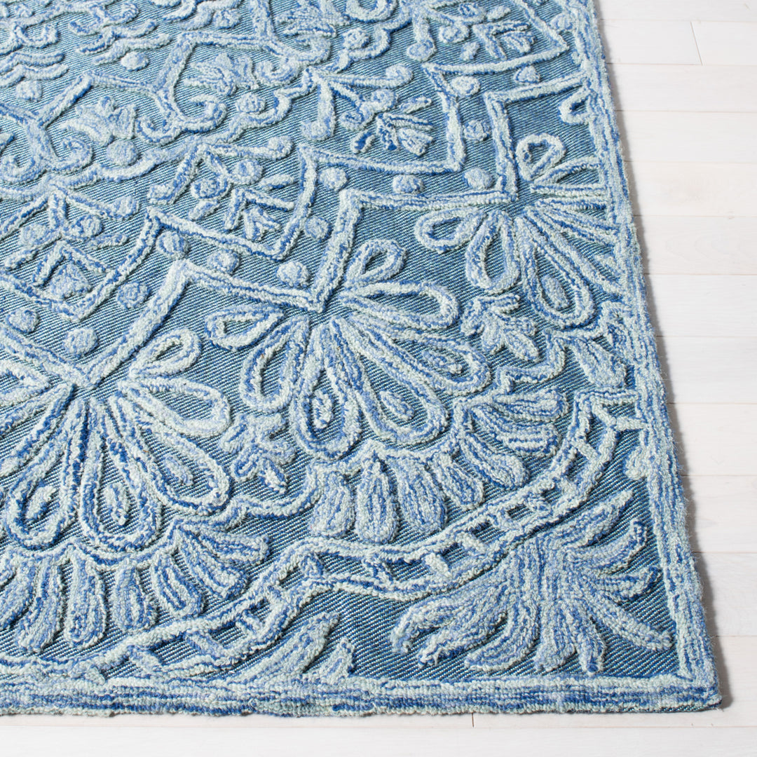 SAFAVIEH Trace Collection TRC601M Blue / Light Green Rug Image 7