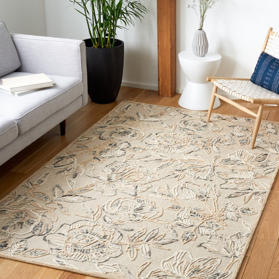 SAFAVIEH Trace TRC803B Handmade Beige / Grey Rug Image 1