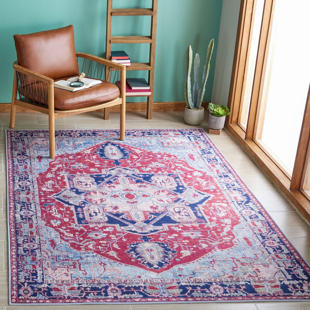 SAFAVIEH Tucson Collection TSN108Q Red / Navy Rug Image 1