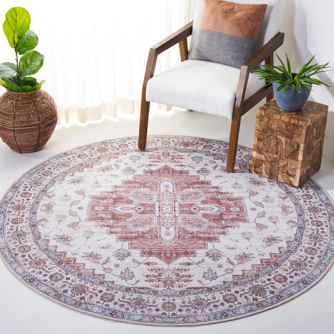 SAFAVIEH Tucson Collection TSN109A Ivory / Rust Rug Image 3