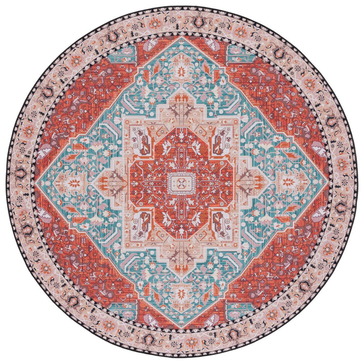 SAFAVIEH Tucson Collection TSN120J Aqua / Rust Rug Image 1