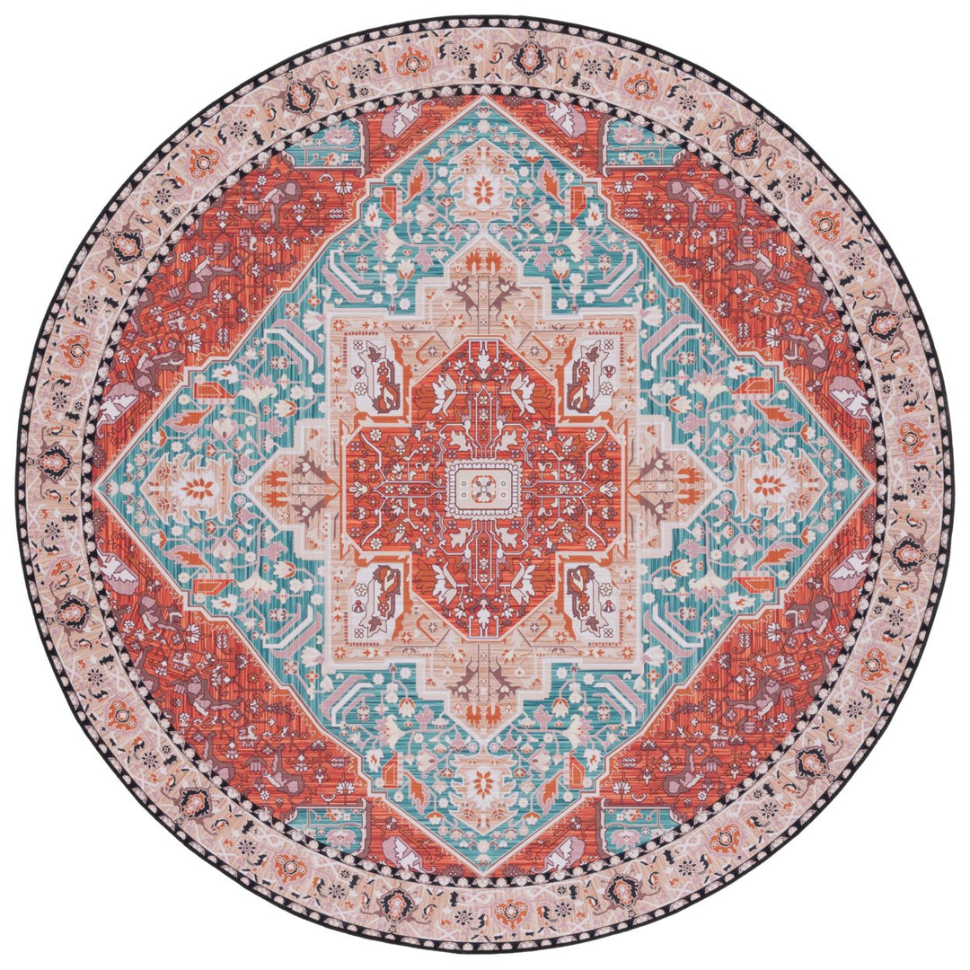 SAFAVIEH Tucson Collection TSN120J Aqua / Rust Rug Image 1