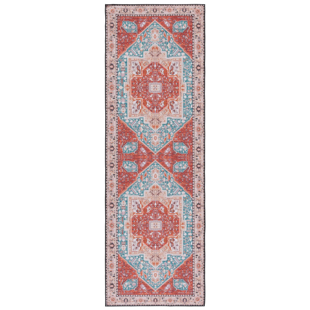 SAFAVIEH Tucson Collection TSN120J Aqua / Rust Rug Image 1