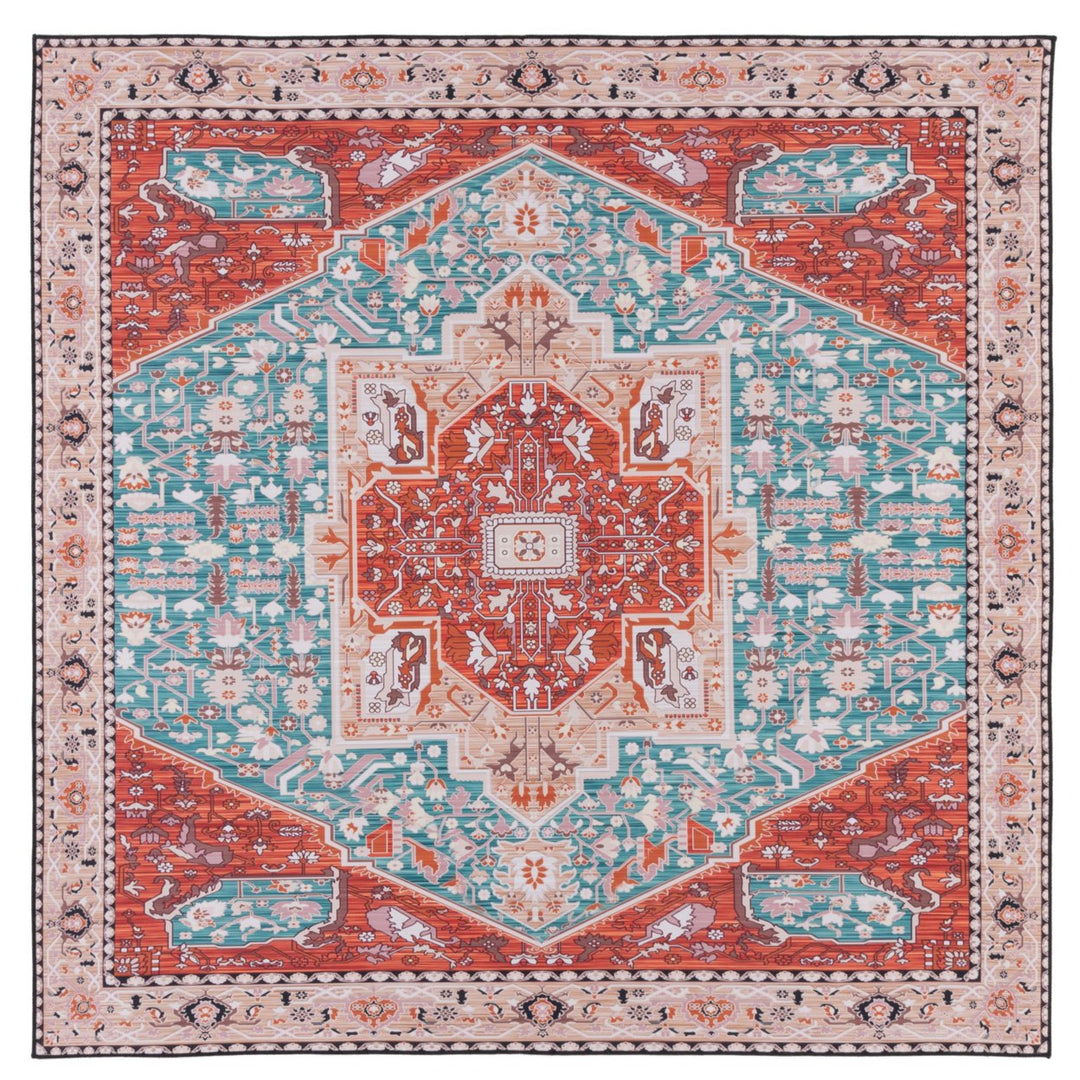 SAFAVIEH Tucson Collection TSN120J Aqua / Rust Rug Image 1