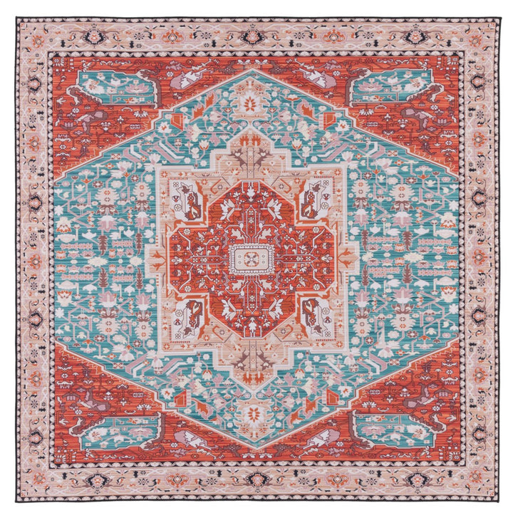 SAFAVIEH Tucson Collection TSN120J Aqua / Rust Rug Image 1