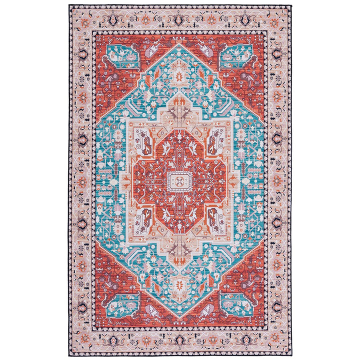 SAFAVIEH Tucson Collection TSN120J Aqua / Rust Rug Image 1