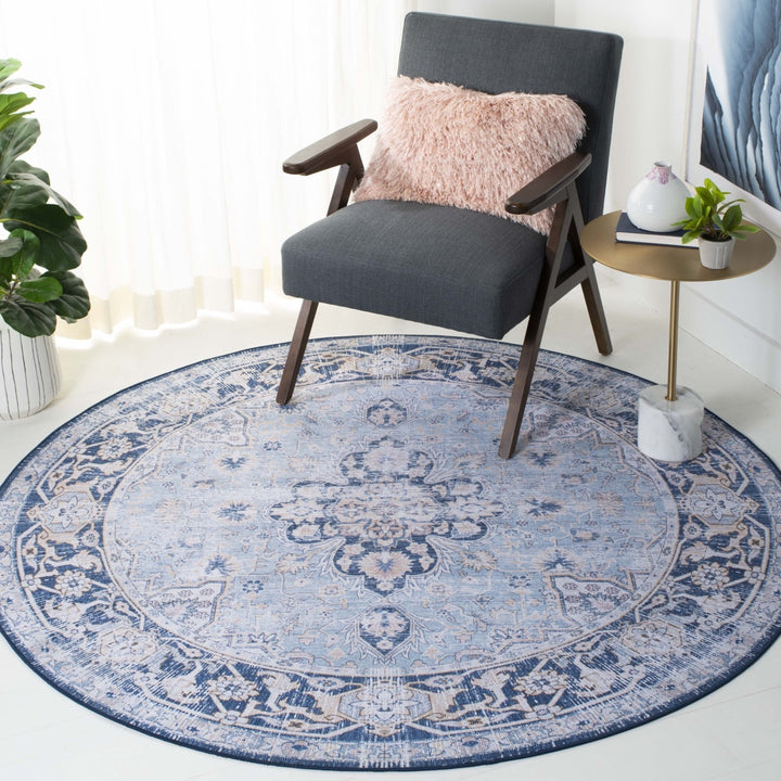 SAFAVIEH Tucson Collection TSN147M Light Blue / Navy Rug Image 2