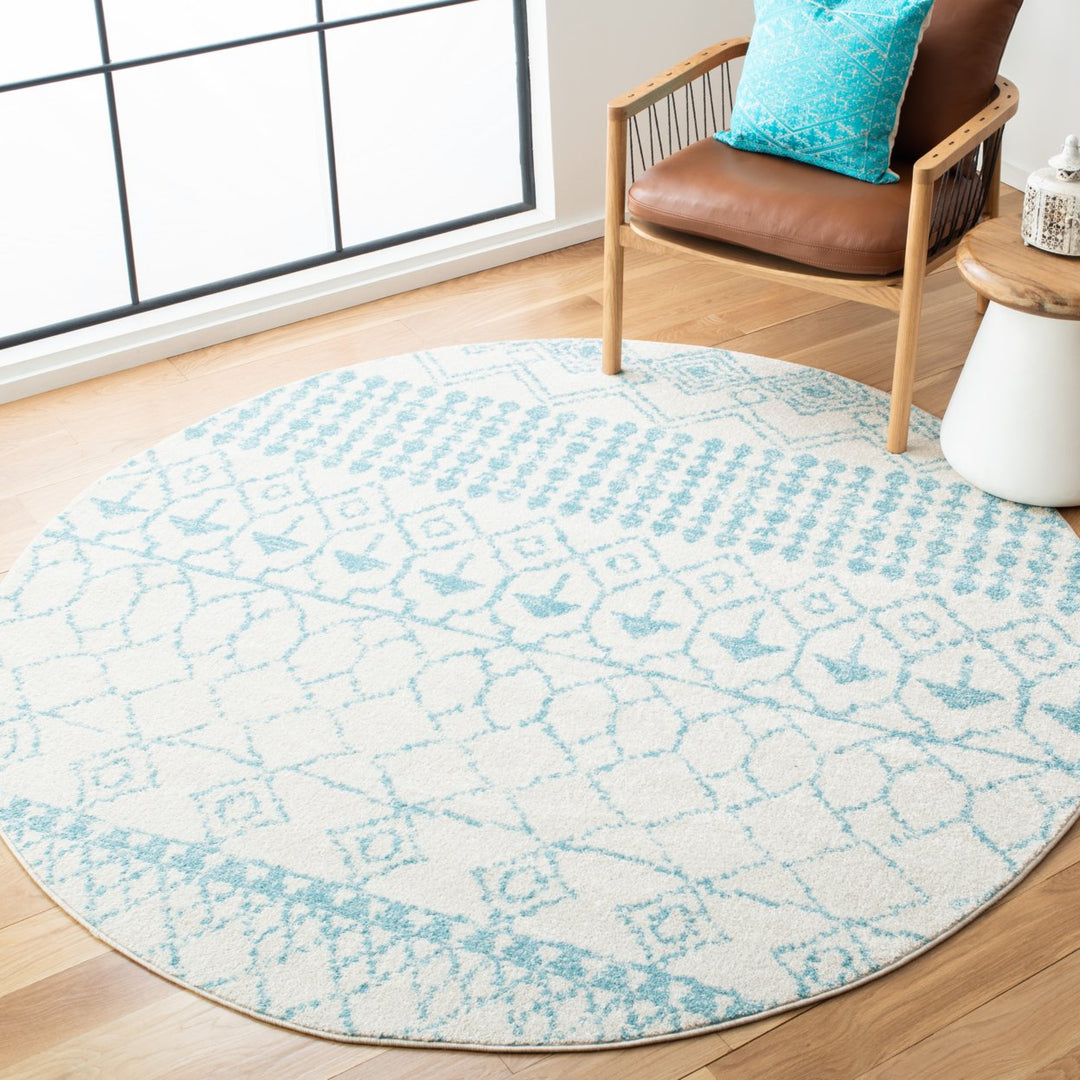 SAFAVIEH Tulum Collection TUL229P Ivory / Turquoise Rug Image 2