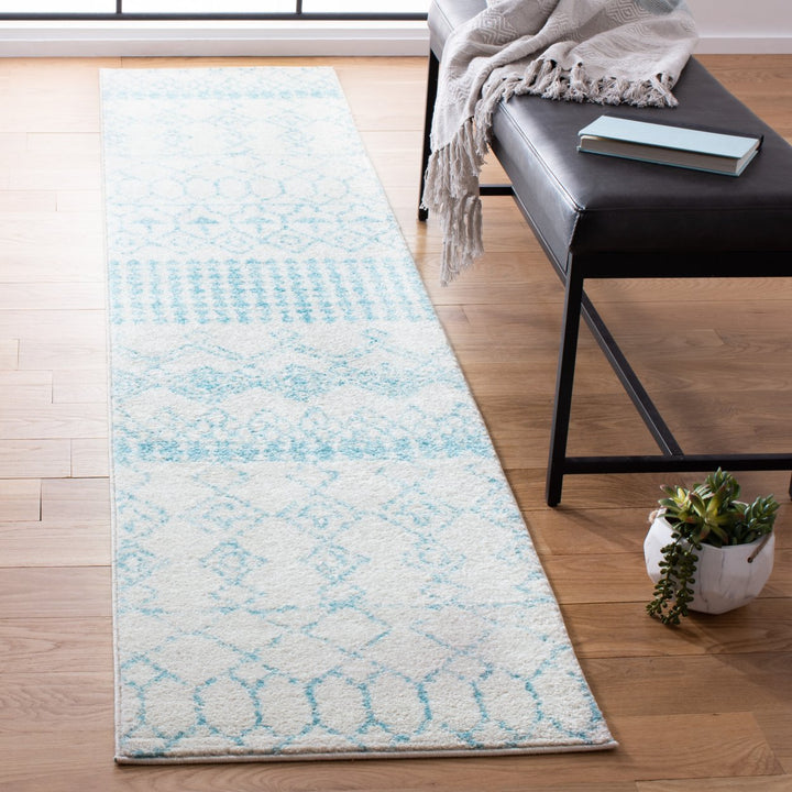 SAFAVIEH Tulum Collection TUL229P Ivory / Turquoise Rug Image 3