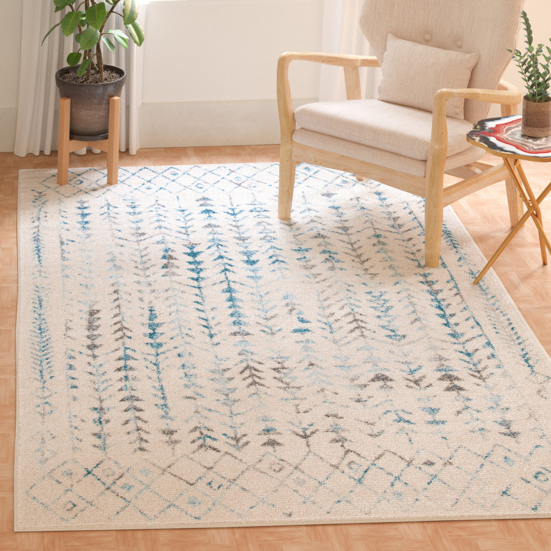 SAFAVIEH Tulum Collection TUL262C Ivory / Turquoise Rug Image 1