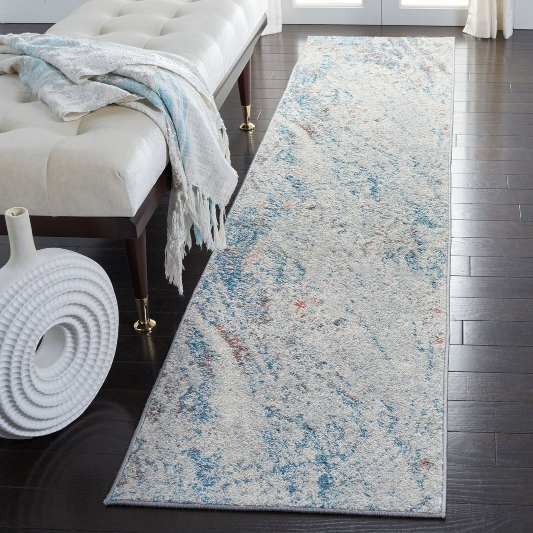 SAFAVIEH Tulum Collection TUL210A Ivory / Blue Rug Image 3