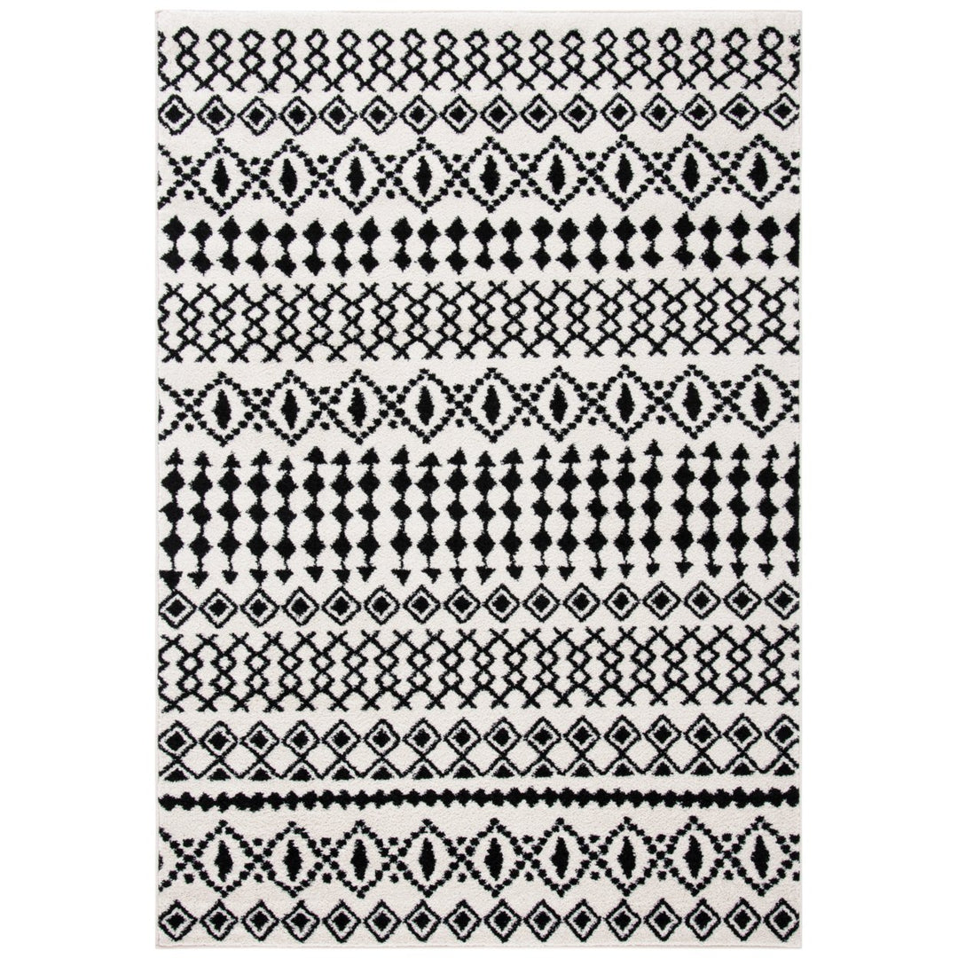 SAFAVIEH Tulum Collection TUL240B Ivory / Black Rug Image 1