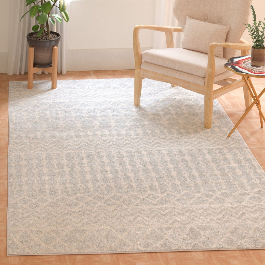 SAFAVIEH Tulum Collection TUL270F Light Grey / Ivory Rug Image 1