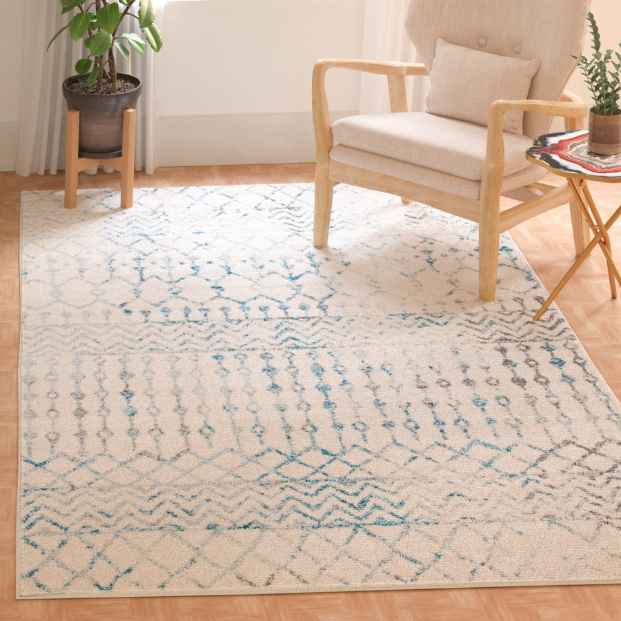 SAFAVIEH Tulum Collection TUL270B Ivory / Turquoise Rug Image 1